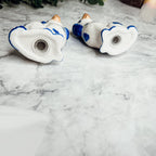 Staffordshire Dog Salt And Pepper Shakers Ceramic Hand-Painted Blue White BandsCo Straps