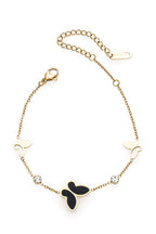 Stainless Steel Butterfly Chain Bracelet With Crystals