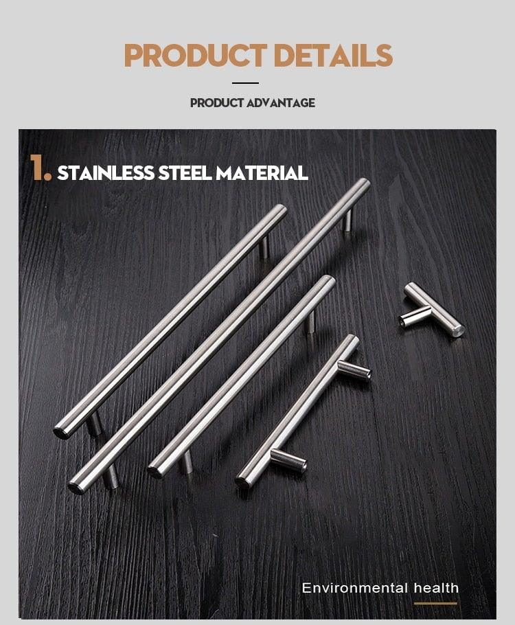 Stainless Steel Cabinet Handles Diameter 10mm Kitchen Door T Bar Straight Handle Pull Knobs Furniture Hardware European Bar Style Cabinet Pull Stevvex