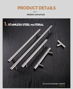 Stainless Steel Cabinet Handles Diameter 10mm Kitchen Door T Bar Straight Handle Pull Knobs Furniture Hardware European Bar Style Cabinet Pull Stevvex