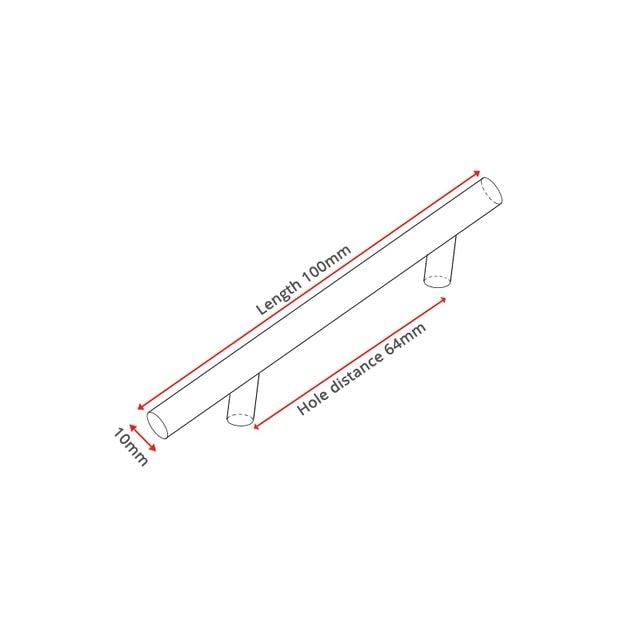 Stainless Steel Cabinet Handles Diameter 10mm Kitchen Door T Bar Straight Handle Pull Knobs Furniture Hardware European Bar Style Cabinet Pull Stevvex