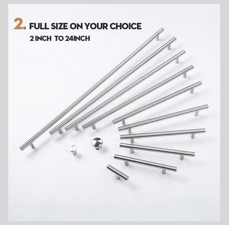 Stainless Steel Cabinet Handles Diameter 10mm Kitchen Door T Bar Straight Handle Pull Knobs Furniture Hardware European Bar Style Cabinet Pull Stevvex
