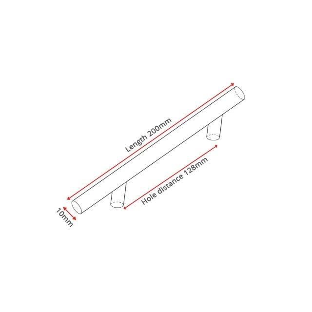 Stainless Steel Cabinet Handles Diameter 10mm Kitchen Door T Bar Straight Handle Pull Knobs Furniture Hardware European Bar Style Cabinet Pull Stevvex