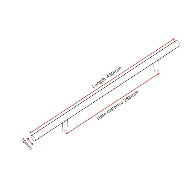 Stainless Steel Cabinet Handles Diameter 10mm Kitchen Door T Bar Straight Handle Pull Knobs Furniture Hardware European Bar Style Cabinet Pull Stevvex