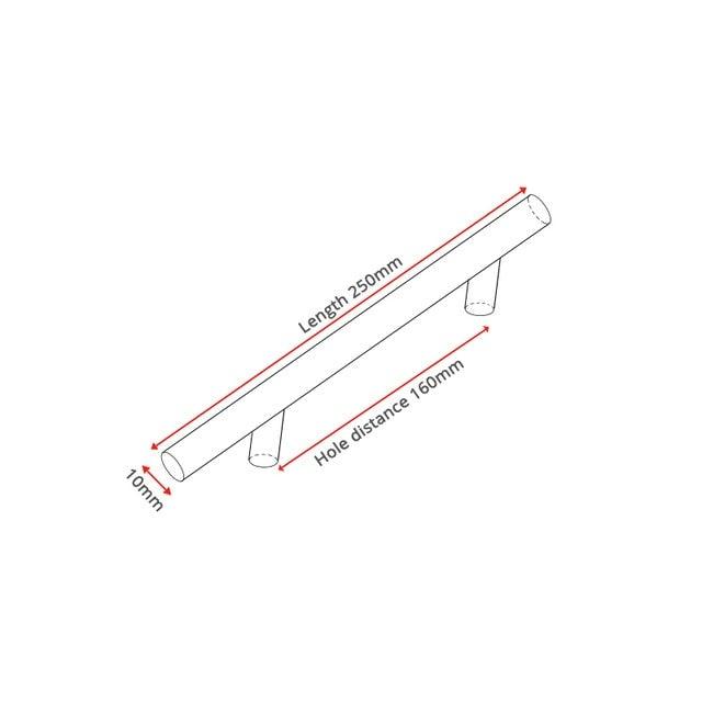 Stainless Steel Cabinet Handles Diameter 10mm Kitchen Door T Bar Straight Handle Pull Knobs Furniture Hardware European Bar Style Cabinet Pull Stevvex
