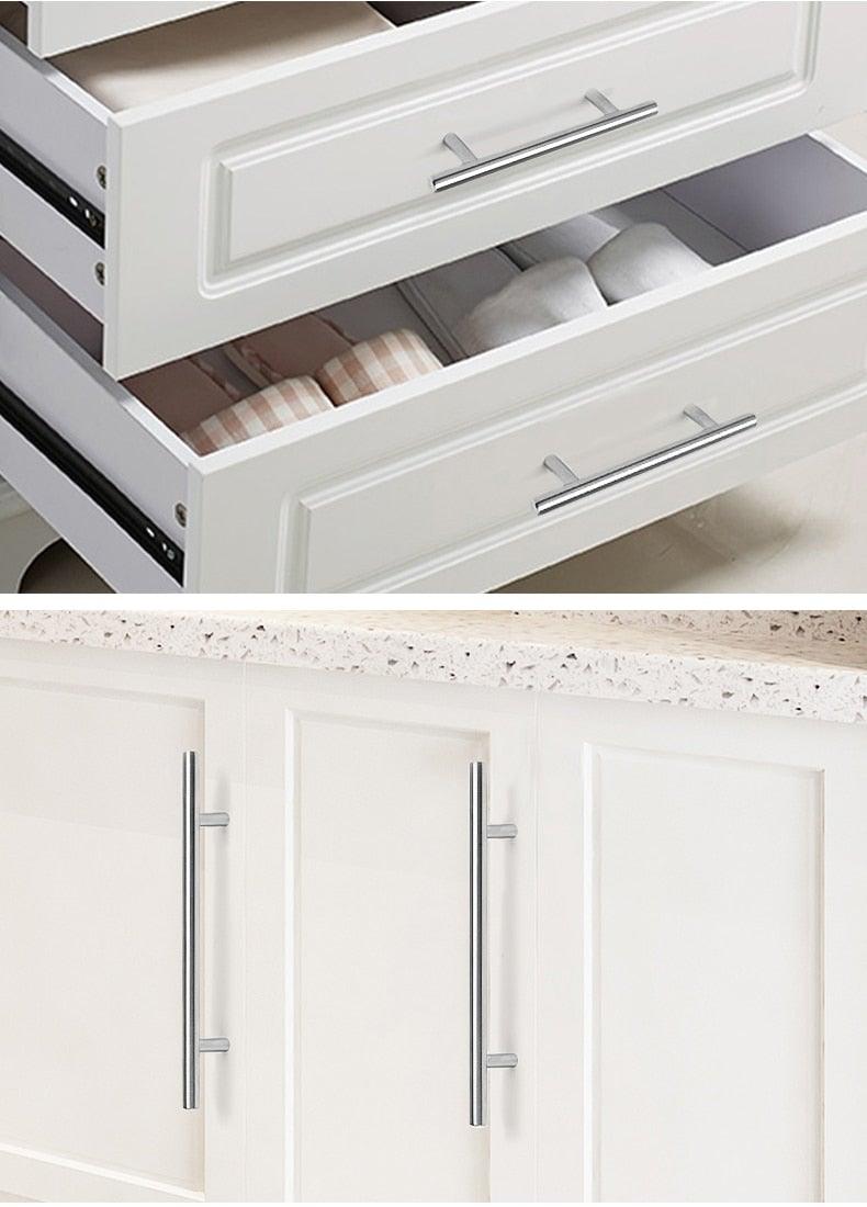 Stainless Steel Cabinet Handles Diameter 10mm Kitchen Door T Bar Straight Handle Pull Knobs Furniture Hardware European Bar Style Cabinet Pull Stevvex