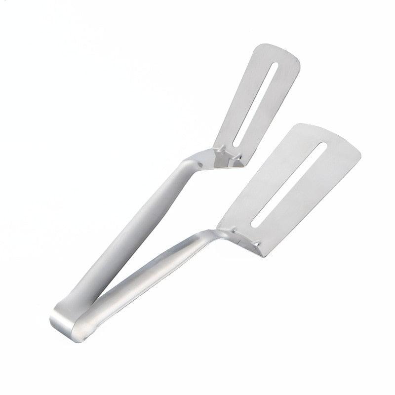Stainless Steel Frying Shovel Clip Multifunctional Steak BBQ Tongs Pancake Fried Pizza Steak Fish Spatula Bread Kitchen Tool Stainless Steel Cooking Tongs Multifunctional Kitchen Tongs for Making Salads and Flipping Steak Clamps Stevvex
