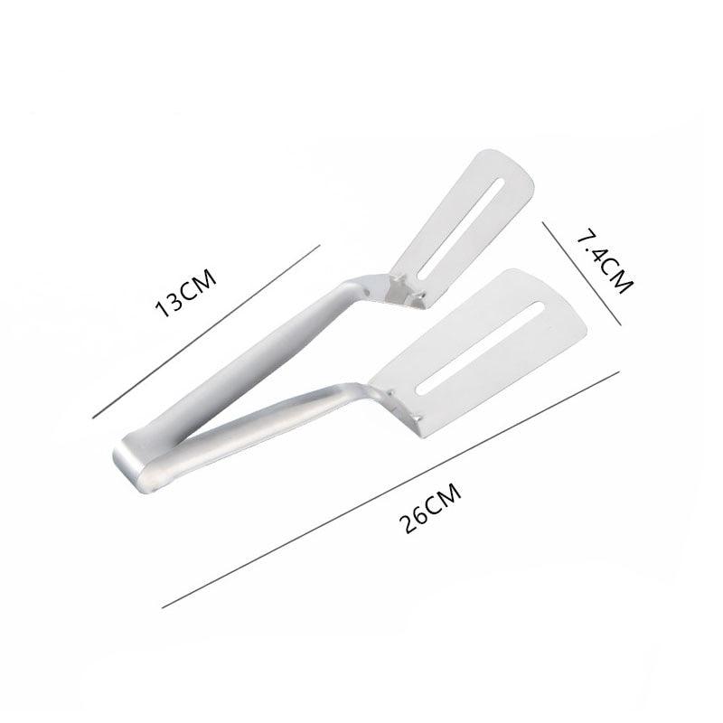 Stainless Steel Frying Shovel Clip Multifunctional Steak BBQ Tongs Pancake Fried Pizza Steak Fish Spatula Bread Kitchen Tool Stainless Steel Cooking Tongs Multifunctional Kitchen Tongs for Making Salads and Flipping Steak Clamps Stevvex