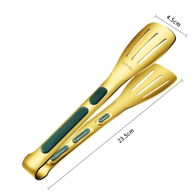 Stainless Steel Frying Shovel Clip Multifunctional Steak BBQ Tongs Pancake Fried Pizza Steak Fish Spatula Bread Kitchen Tool Stainless Steel Cooking Tongs Multifunctional Kitchen Tongs for Making Salads and Flipping Steak Clamps Stevvex