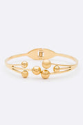 Stainless Steel Hinge Bangle Gold Tone Bead Accent