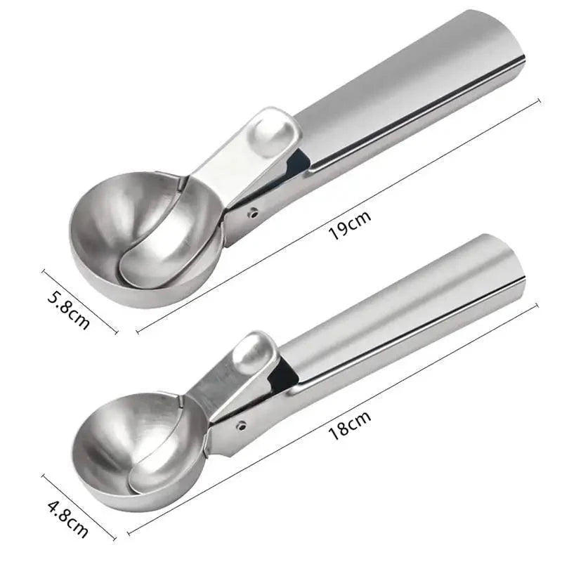 Stainless Steel Ice Cream Scooper, A Good Metal Scoop Tools For Kitchen, For Making Meatball/Melon Ball/Watermelon/Fruits, Measuring Spoon Cup for Cooking Baking Stevvex