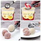 Stainless Steel Ice Cream Scooper, A Good Metal Scoop Tools For Kitchen, For Making Meatball/Melon Ball/Watermelon/Fruits, Measuring Spoon Cup for Cooking Baking Stevvex