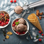 Stainless Steel Ice Cream Scooper, A Good Metal Scoop Tools For Kitchen, For Making Meatball/Melon Ball/Watermelon/Fruits, Measuring Spoon Cup for Cooking Baking Stevvex