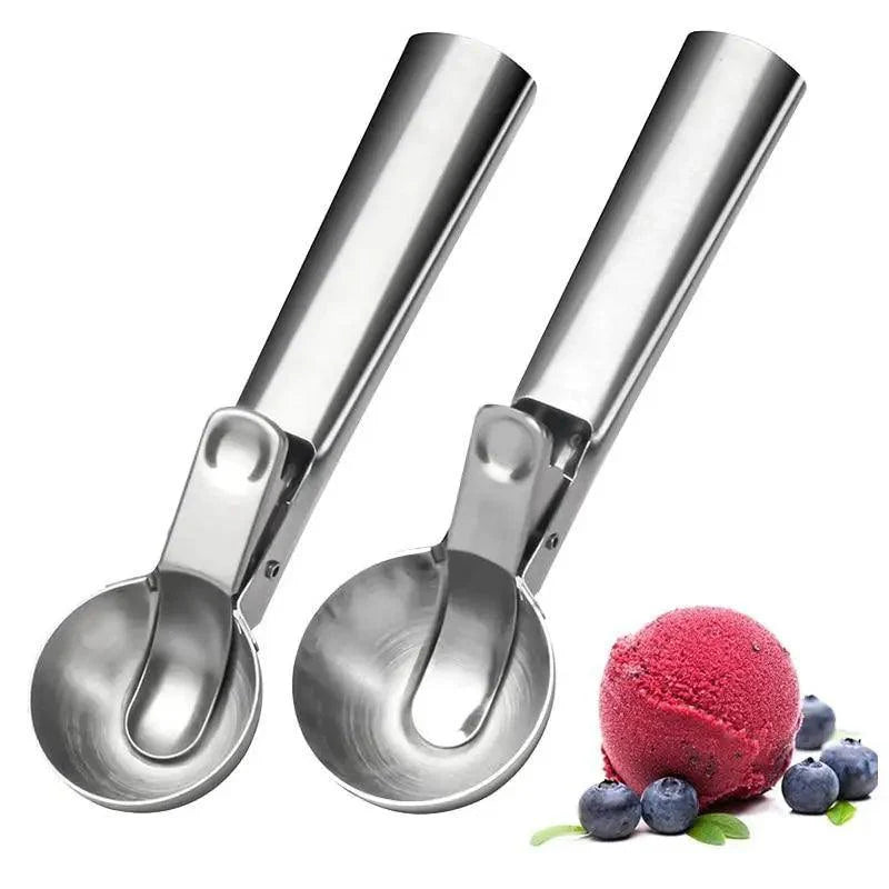 Stainless Steel Ice Cream Scooper, A Good Metal Scoop Tools For Kitchen, For Making Meatball/Melon Ball/Watermelon/Fruits, Measuring Spoon Cup for Cooking Baking Stevvex