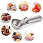 Stainless Steel Ice Cream Scooper, A Good Metal Scoop Tools For Kitchen, For Making Meatball/Melon Ball/Watermelon/Fruits, Measuring Spoon Cup for Cooking Baking Stevvex