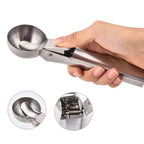 Stainless Steel Ice Cream Scooper, A Good Metal Scoop Tools For Kitchen, For Making Meatball/Melon Ball/Watermelon/Fruits, Measuring Spoon Cup for Cooking Baking Stevvex