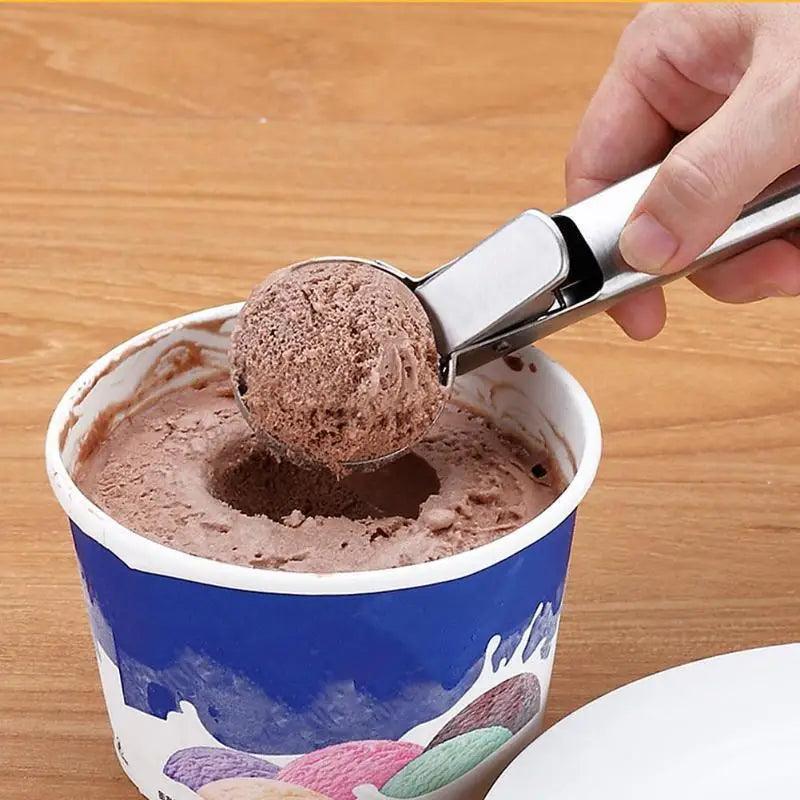 Stainless Steel Ice Cream Scooper, A Good Metal Scoop Tools For Kitchen, For Making Meatball/Melon Ball/Watermelon/Fruits, Measuring Spoon Cup for Cooking Baking Stevvex