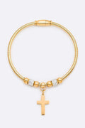 Stainless Steel Magnetic Cross Charm Bracelet 7 Inch