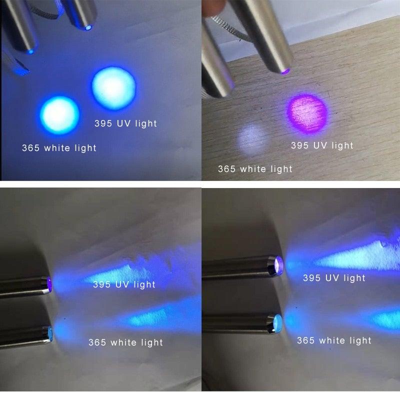 Stainless Steel Mini Pocket UV Black Light Flashlight Led Lamp Portable Flashlight Ultraviolet Pen Lights For Leak Pet Urine Bed Bug  Dry Stain & Dye Detector Marker Checker Detection Stevvex