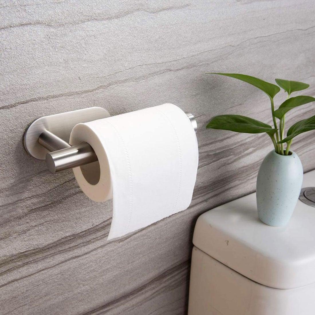 Stainless Steel Nail-free Wall Mounted Toilet Paper Holder Kitchen Tissue Paper Holder Toilet Roll Dispenser For Bathroom Toilet Paper Holder Toilet Paper roll Holder Self Adhesive+Super Glue  Stainless Steel No Drilling For Bathroom Bedroom Kitchen Stevvex