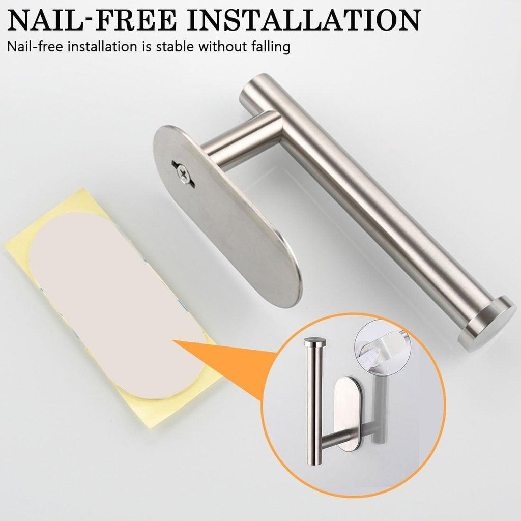 Stainless Steel Nail-free Wall Mounted Toilet Paper Holder Kitchen Tissue Paper Holder Toilet Roll Dispenser For Bathroom Toilet Paper Holder Toilet Paper roll Holder Self Adhesive+Super Glue  Stainless Steel No Drilling For Bathroom Bedroom Kitchen Stevvex