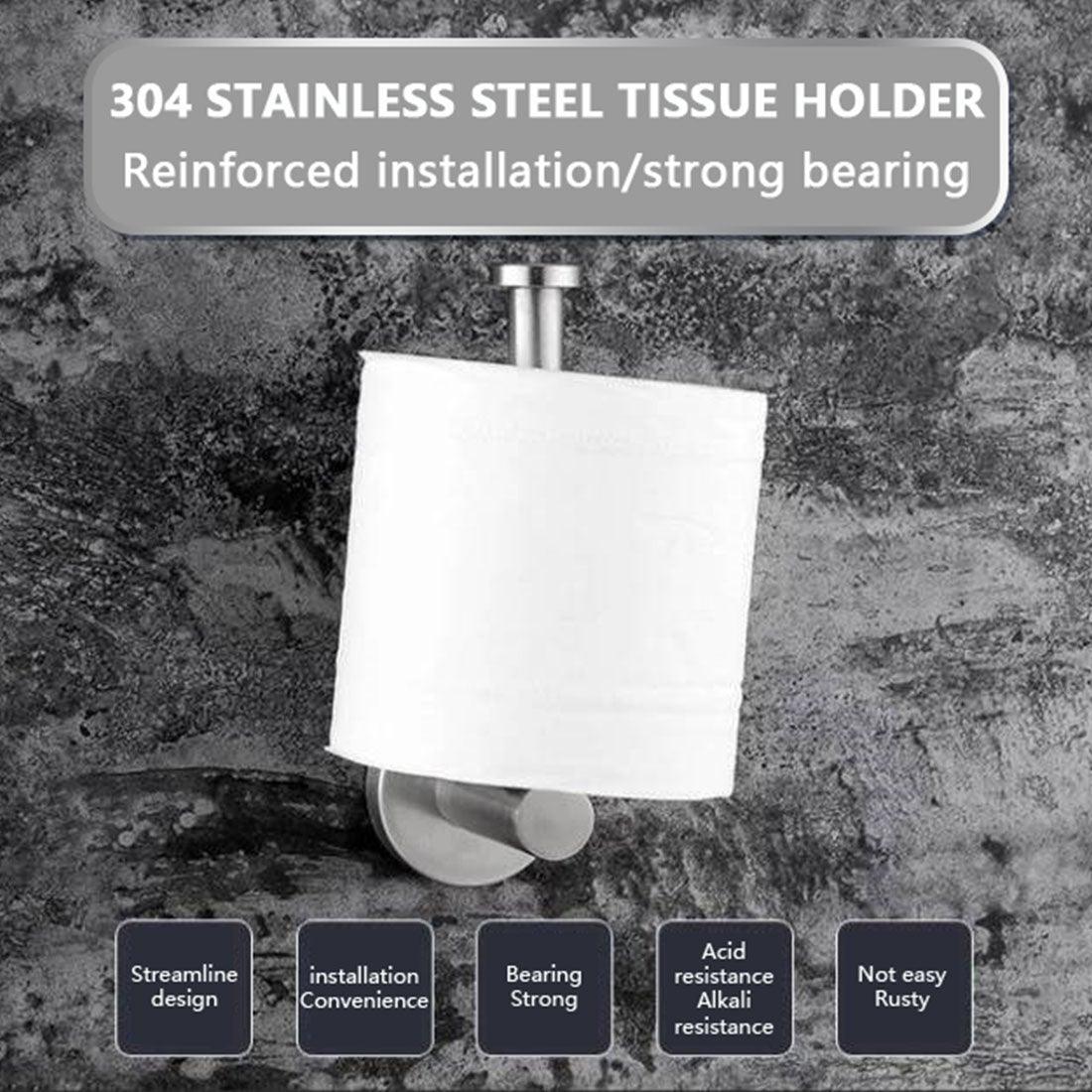 Stainless Steel Nail-free Wall Mounted Toilet Paper Holder Kitchen Tissue Paper Holder Toilet Roll Dispenser For Bathroom Toilet Paper Holder Toilet Paper roll Holder Self Adhesive+Super Glue  Stainless Steel No Drilling For Bathroom Bedroom Kitchen Stevvex