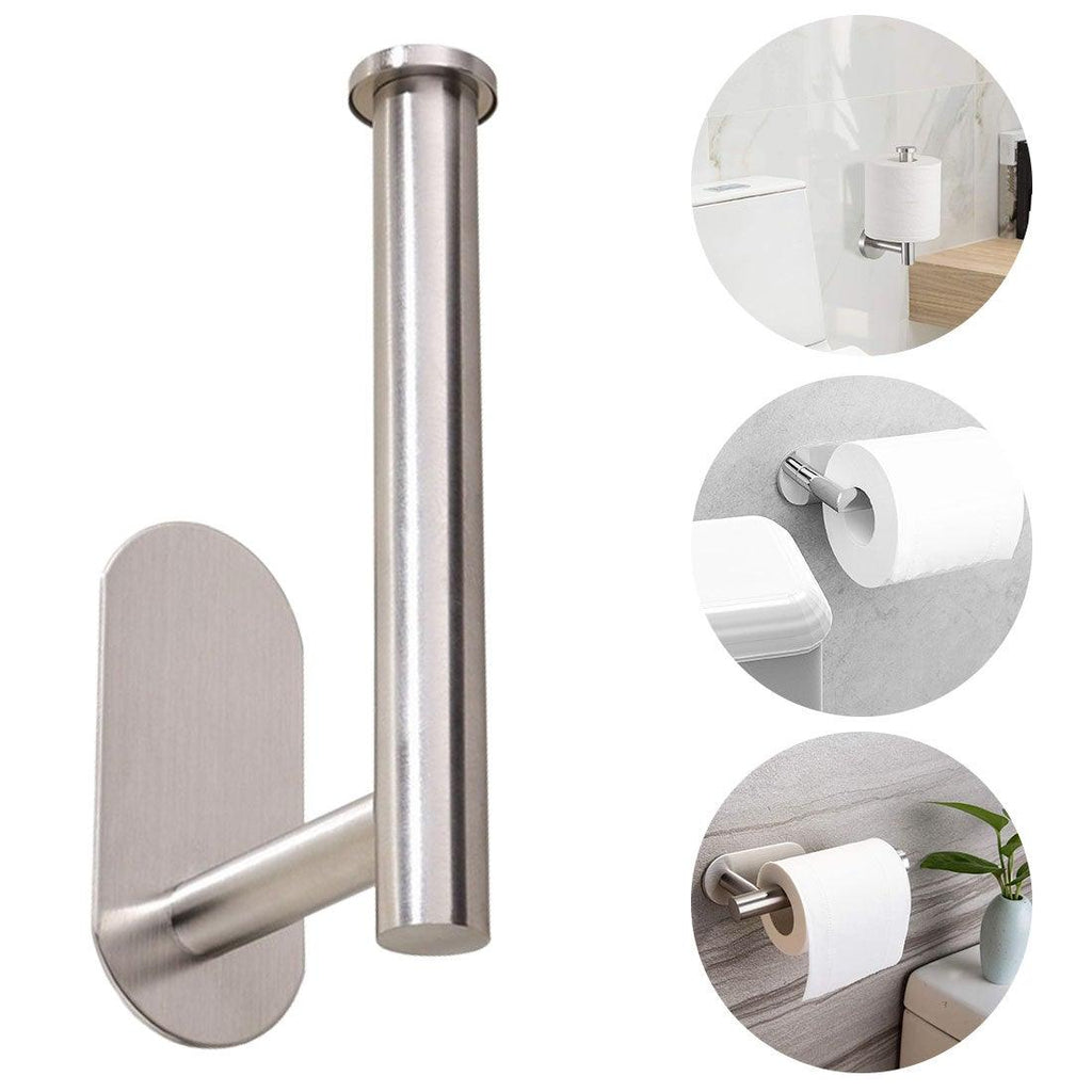 Stainless Steel Nail-free Wall Mounted Toilet Paper Holder Kitchen Tissue Paper Holder Toilet Roll Dispenser For Bathroom Toilet Paper Holder Toilet Paper roll Holder Self Adhesive+Super Glue  Stainless Steel No Drilling For Bathroom Bedroom Kitchen Stevvex