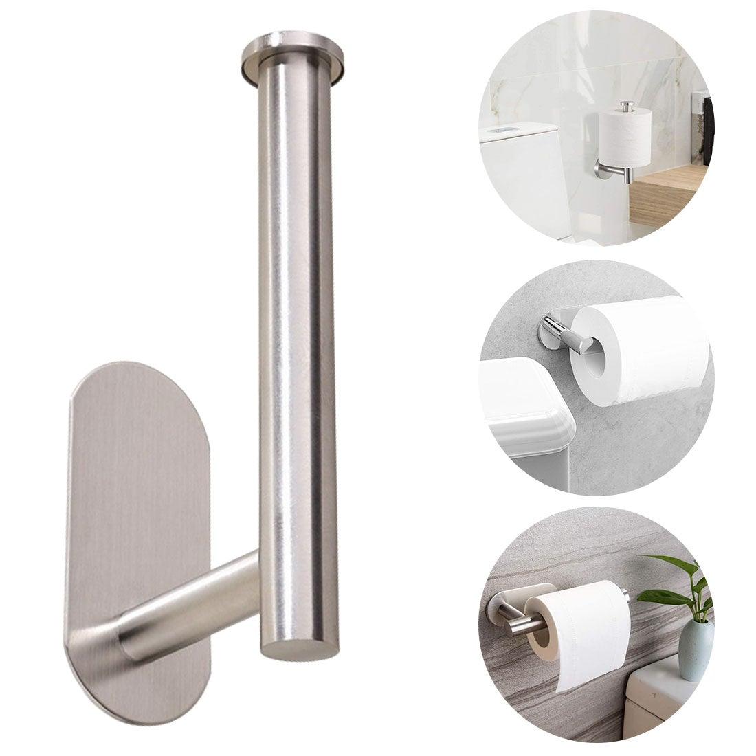 Stainless Steel Nail-free Wall Mounted Toilet Paper Holder Kitchen Tissue Paper Holder Toilet Roll Dispenser For Bathroom Toilet Paper Holder Toilet Paper roll Holder Self Adhesive+Super Glue  Stainless Steel No Drilling For Bathroom Bedroom Kitchen Stevvex
