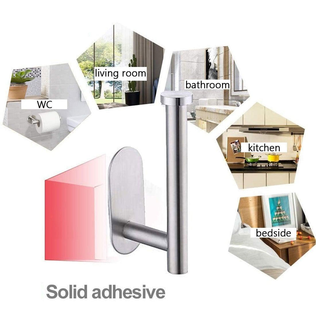 Stainless Steel Nail-free Wall Mounted Toilet Paper Holder Kitchen Tissue Paper Holder Toilet Roll Dispenser For Bathroom Toilet Paper Holder Toilet Paper roll Holder Self Adhesive+Super Glue  Stainless Steel No Drilling For Bathroom Bedroom Kitchen Stevvex
