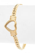 Stainless Steel Open Heart Charm Bracelet Gold Tone