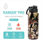 Stainless Steel Ranger Water Bottle Camo Pattern Stainless Steel Vacuum Insulated Water Bottle Sport Drink Bottle With Straw For Camping Running Gym Yoga Army Style Insulated Portable Water Bottle Stevvex