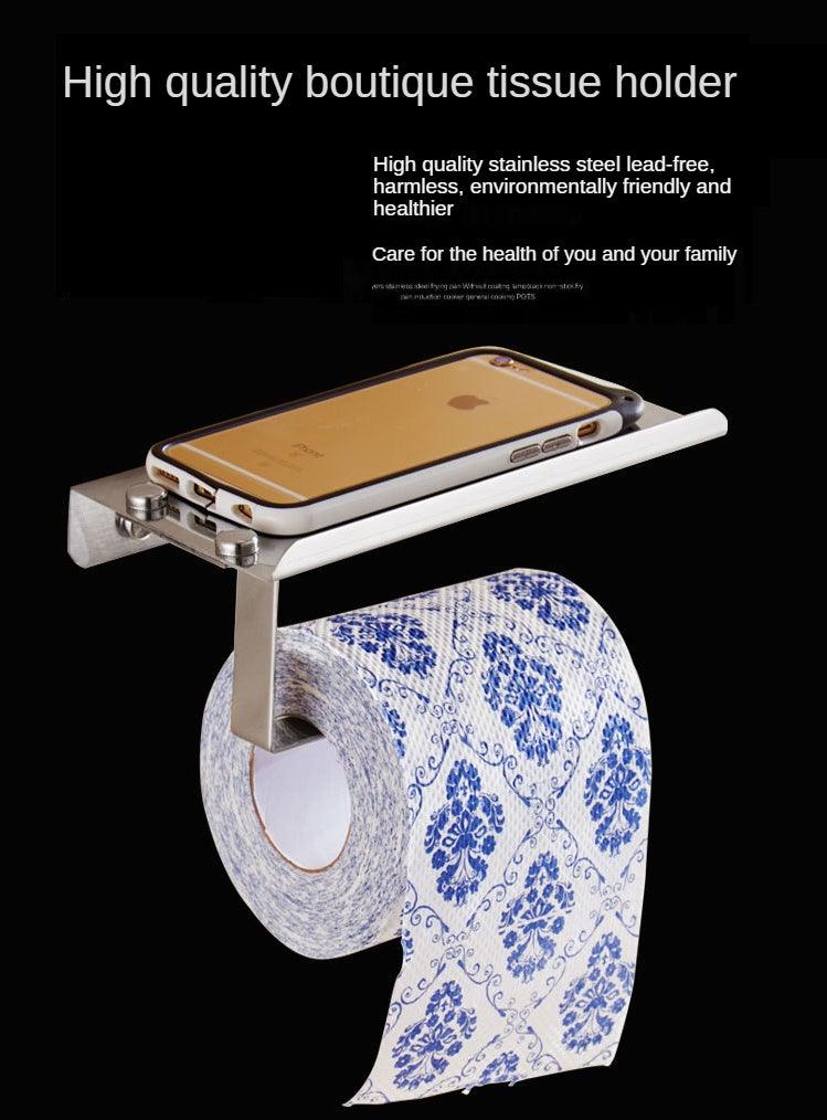 Stainless Steel Toilet Paper Holder Bathroom Wall Mount Paper Phone Holder Shelf Towel Roll Shelf Accessories Bathroom Tissue Roll Holder With Phone Shelf Stainless Steel Tissue Paper Dispenser Brushed Finished Wall Mount Stevvex