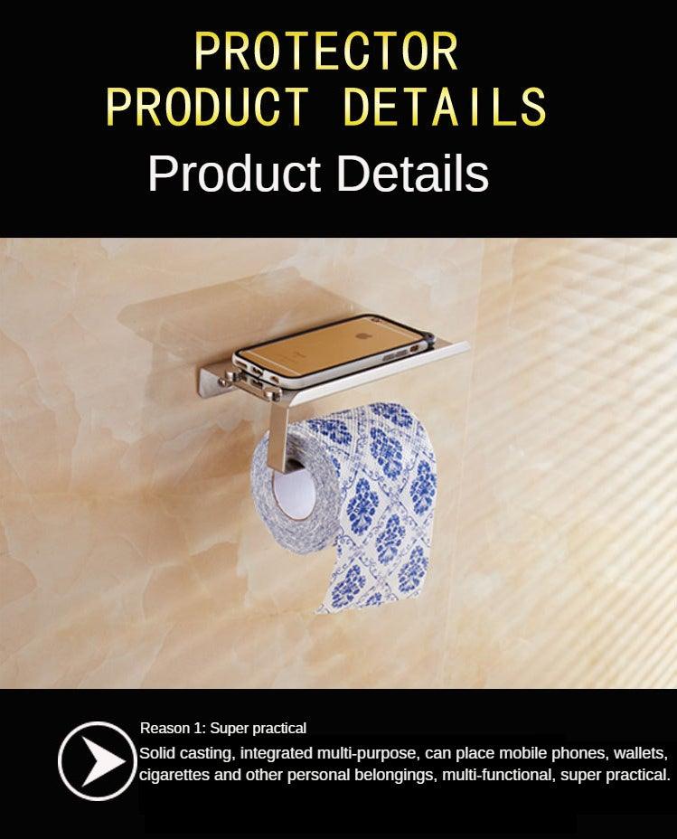 Stainless Steel Toilet Paper Holder Bathroom Wall Mount Paper Phone Holder Shelf Towel Roll Shelf Accessories Bathroom Tissue Roll Holder With Phone Shelf Stainless Steel Tissue Paper Dispenser Brushed Finished Wall Mount Stevvex