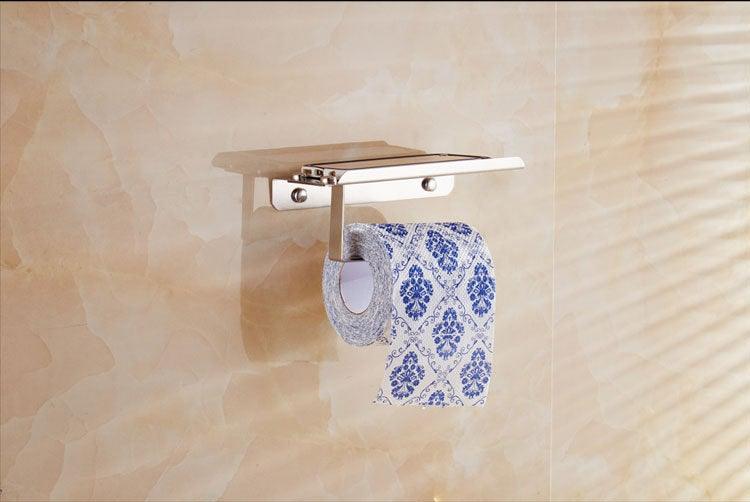 Stainless Steel Toilet Paper Holder Bathroom Wall Mount Paper Phone Holder Shelf Towel Roll Shelf Accessories Bathroom Tissue Roll Holder With Phone Shelf Stainless Steel Tissue Paper Dispenser Brushed Finished Wall Mount Stevvex