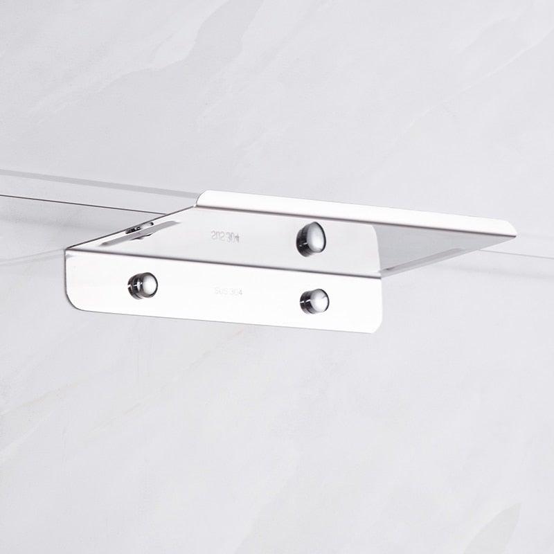 Stainless Steel Toilet Paper Holder Bathroom Wall Mount WC Paper Phone Holder Shelf Towel Roll shelf Accessories Toilet Paper Holder With Phone Shelf Aluminum Bathroom Accessories Tissue Roll Dispenser Storage Rack, Wall Mounted Modern Paper Towel Adapter Stevvex