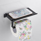 Stainless Steel Toilet Paper Holder Bathroom Wall Mount WC Paper Phone Holder Shelf Towel Roll shelf Accessories Toilet Paper Holder With Phone Shelf Aluminum Bathroom Accessories Tissue Roll Dispenser Storage Rack, Wall Mounted Modern Paper Towel Adapter Stevvex