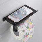 Stainless Steel Toilet Paper Holder Bathroom Wall Mount WC Paper Phone Holder Shelf Towel Roll shelf Accessories Toilet Paper Holder With Phone Shelf Aluminum Bathroom Accessories Tissue Roll Dispenser Storage Rack, Wall Mounted Modern Paper Towel Adapter Stevvex