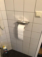 Stainless Steel Toilet Paper Holder Bathroom Wall Mount WC Paper Phone Holder Shelf Towel Roll shelf Accessories Toilet Paper Holder With Phone Shelf Aluminum Bathroom Accessories Tissue Roll Dispenser Storage Rack, Wall Mounted Modern Paper Towel Adapter Stevvex