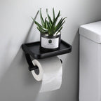 Stainless Steel Toilet Paper Holder Bathroom Wall Mount WC Paper Phone Holder Shelf Towel Roll shelf Accessories Toilet Paper Holder With Phone Shelf Aluminum Bathroom Accessories Tissue Roll Dispenser Storage Rack, Wall Mounted Modern Paper Towel Adapter Stevvex