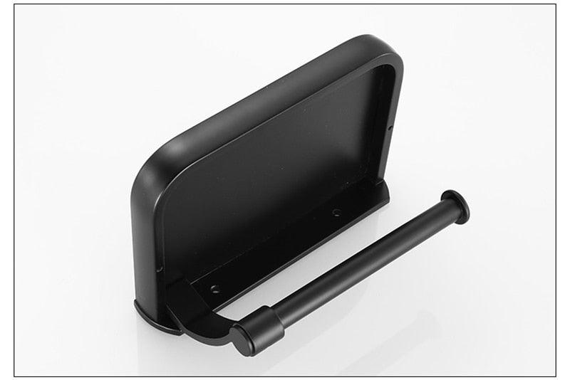 Stainless Steel Toilet Paper Holder Bathroom Wall Mount WC Paper Phone Holder Shelf Towel Roll shelf Accessories Toilet Paper Holder With Phone Shelf Aluminum Bathroom Accessories Tissue Roll Dispenser Storage Rack, Wall Mounted Modern Paper Towel Adapter Stevvex