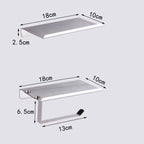 Stainless Steel Toilet Paper Holder Bathroom Wall Mount WC Paper Phone Holder Shelf Towel Roll shelf Accessories Toilet Paper Holder With Phone Shelf Aluminum Bathroom Accessories Tissue Roll Dispenser Storage Rack, Wall Mounted Modern Paper Towel Adapter Stevvex