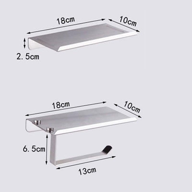 Stainless Steel Toilet Paper Holder Bathroom Wall Mount WC Paper Phone Holder Shelf Towel Roll shelf Accessories Toilet Paper Holder With Phone Shelf Aluminum Bathroom Accessories Tissue Roll Dispenser Storage Rack, Wall Mounted Modern Paper Towel Adapter Stevvex