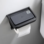 Stainless Steel Toilet Paper Holder Bathroom Wall Mount WC Paper Phone Holder Shelf Towel Roll shelf Accessories Toilet Paper Holder With Phone Shelf Aluminum Bathroom Accessories Tissue Roll Dispenser Storage Rack, Wall Mounted Modern Paper Towel Adapter Stevvex