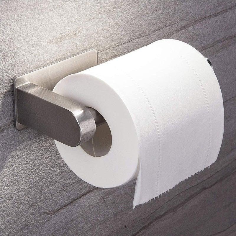Stainless Steel Wall Toilet Paper Roll Holder Black Silver Self Adhesive Toilet Paper Holder for Bathroom Stick Wall Towel Rack Stevvex