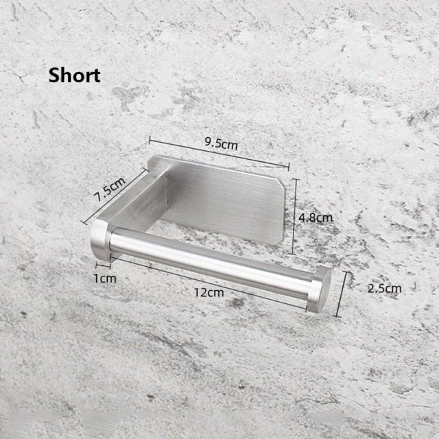 Stainless Steel Wall Toilet Paper Roll Holder Black Silver Self Adhesive Toilet Paper Holder for Bathroom Stick Wall Towel Rack Stevvex