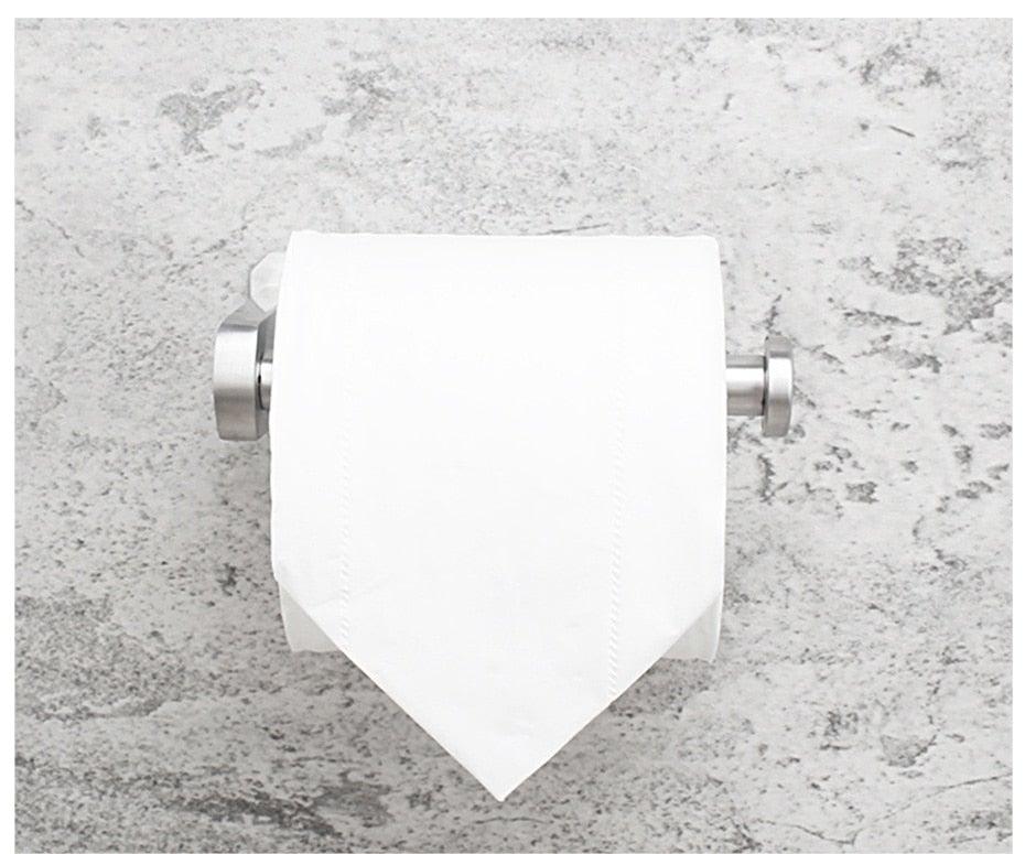 Stainless Steel Wall Toilet Paper Roll Holder Black Silver Self Adhesive Toilet Paper Holder for Bathroom Stick Wall Towel Rack Stevvex