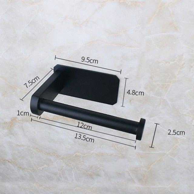 Stainless Steel Wall Toilet Paper Roll Holder Black Silver Self Adhesive Toilet Paper Holder for Bathroom Stick Wall Towel Rack Stevvex