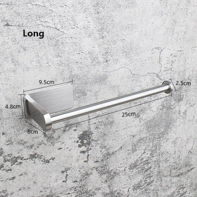 Stainless Steel Wall Toilet Paper Roll Holder Black Silver Self Adhesive Toilet Paper Holder for Bathroom Stick Wall Towel Rack Stevvex