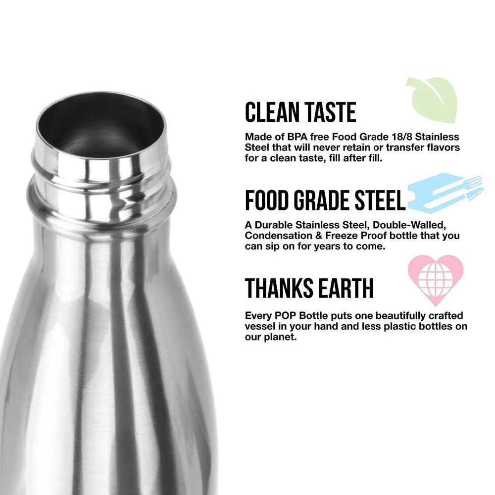 Stainless Steel Water Bottle BPA Free Thermos Water Beer Thermos 500ml for Sport Bottles Double-Wall Insulated Vacuum Flask Double-Walled Insulated Vacuum Flask Stainless Steel Drinking Bottle Stevvex