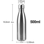 Stainless Steel Water Bottle BPA Free Thermos Water Beer Thermos 500ml for Sport Bottles Double-Wall Insulated Vacuum Flask Double-Walled Insulated Vacuum Flask Stainless Steel Drinking Bottle Stevvex